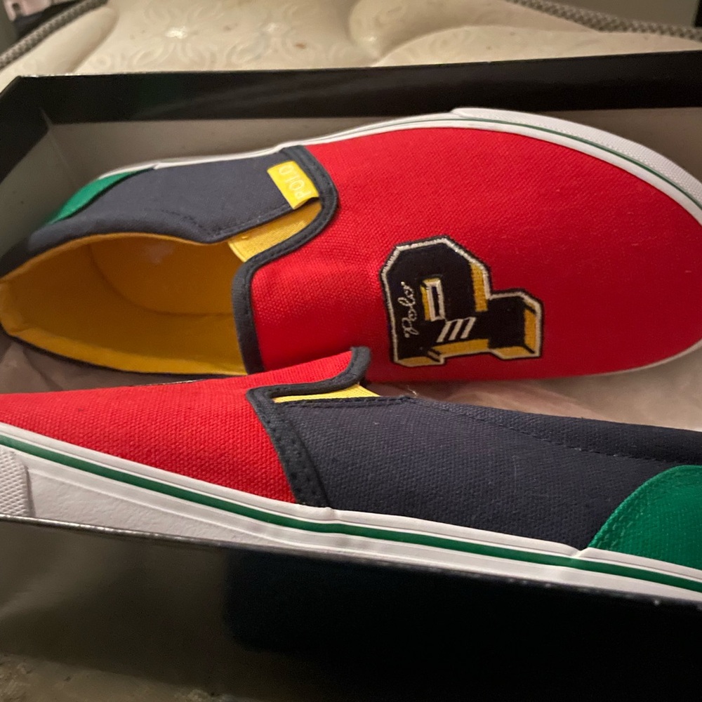 Red and Navy Slip-On Sneakers